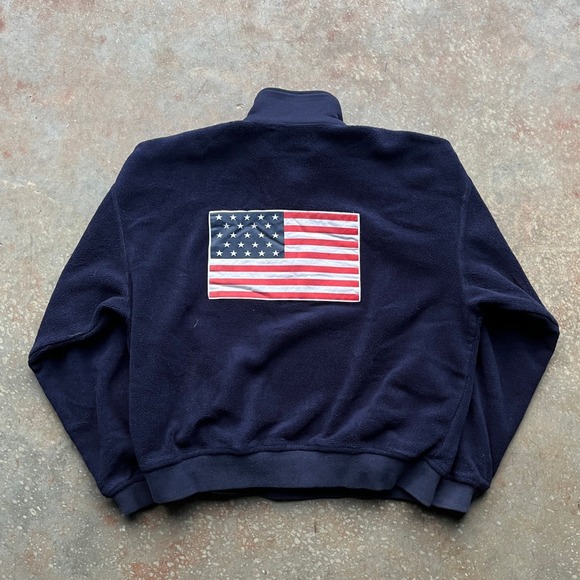 Vintage Polo Sport Ralph Lauren Navy Blue 1/4 Zip Fleece Pullover Mens M - Picture 3 of 7